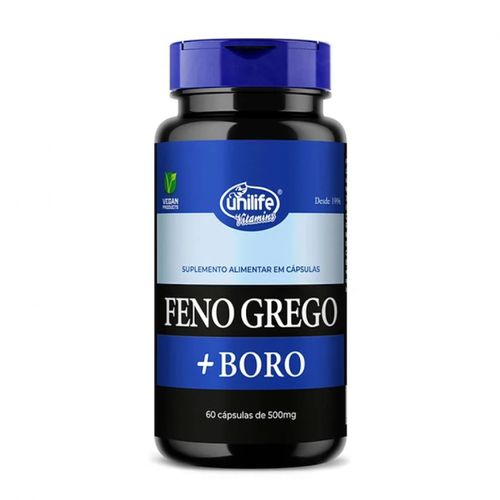 Feno Grego + Boro 60 Caps 500mg - Unilife Feno Grego + Boro 60 Caps 500mg - Unilife