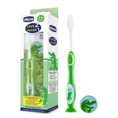 Pack 2 Escovas de Dentes 3 a 6 Anos Verde - Chicco Pack 2 Escovas de Dentes 3 a 6 Anos Verde - Chicco