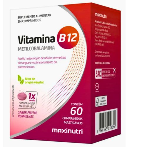 Vitamina B12 Metilcobalamina Sublingual Mastigáveis 60Cp preço