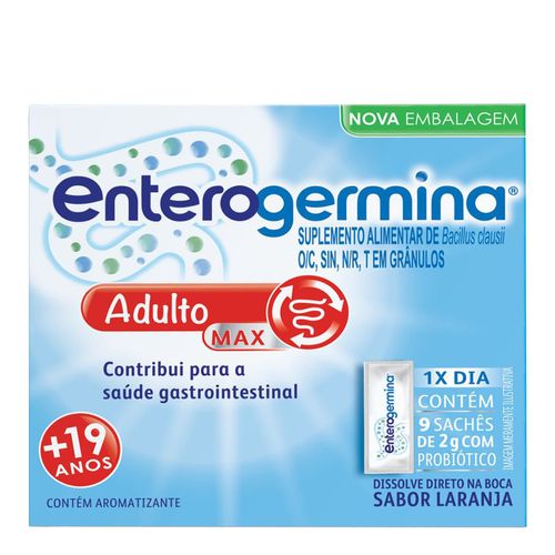 Probiótico Enterogermina Adulto Sabor Laranja 9 Sachês