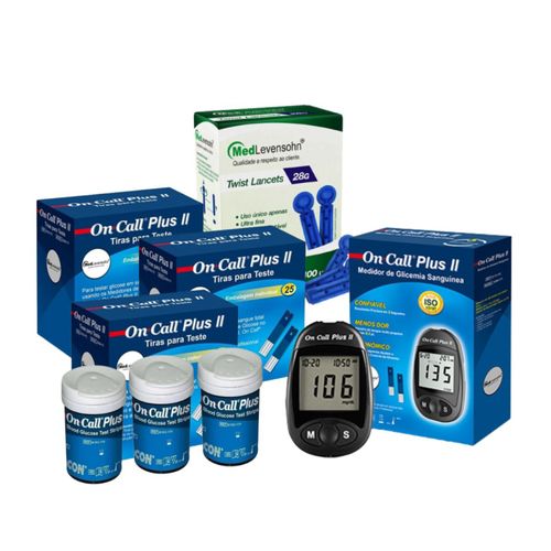 Monitor de Glicose + 150 Tiras de Glicose + 100 Lancetas 150 Tiras Monitor de Glicose + 150 Tiras de Glicose + 100 Lancetas 150 Tiras