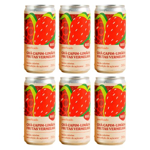 Kit 6X: Chá de Capim Limão com Frutas Vermelhas Gaseificado Brazô 269ml Kit 6X: Chá de Capim Limão com Frutas Vermelhas Gaseificado Brazô 269ml