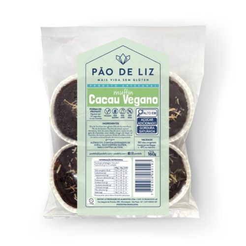 Muffin de Cacau Vegano Sem Glúten Pão de Liz 160g