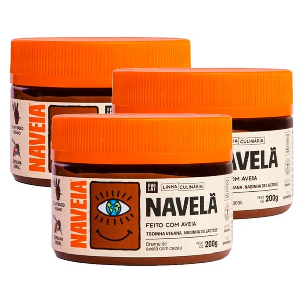 Kit 3X: Creme de Avelã com Cacau Navelã Naveia 200g
