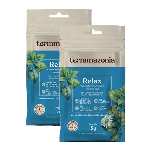 Kit 2X: Relax Camomila, Erva Cidreira e Spirulina Azul Sachê Terramazonia 5g