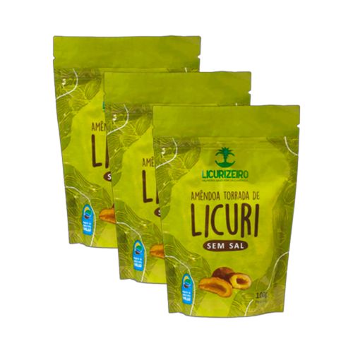 Kit 3X: Amêndoa de Licuri Torrada Sem Sal Licurizeiro 100g