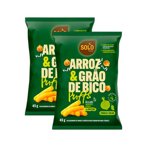 Kit 2X: Snack Puffs Arroz e Grão de Bico Cebola e Salsa Solo Snacks 45g