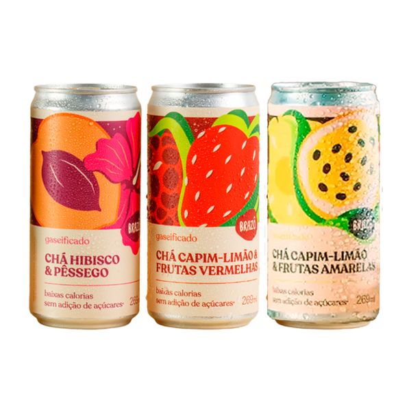 Kit 3 Chás Brazô 269ml: Hibisco, Frutas Vermelhas, Frutas Amarelas