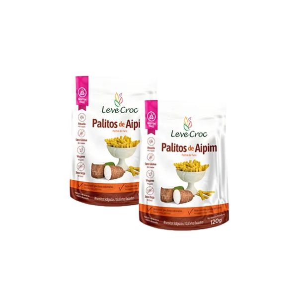 Kit 2X: Biscoito Palito Aipim Sem Glúten Leve Croc 120g