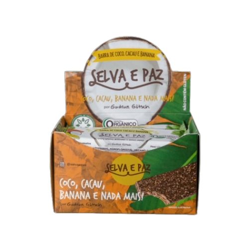 Barra de Frutas Coco, Cacau e Banana Orgânica 30g Selva e Paz 12 Unidades Barra de Frutas Coco, Cacau e Banana Orgânica 30g Selva e Paz 12 Unidades