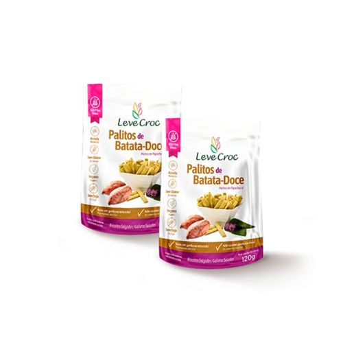 Kit 2X: Biscoito Palito Batata Doce Sem Glúten Leve Croc 120g Kit 2X: Biscoito Palito Batata Doce Sem Glúten Leve Croc 120g