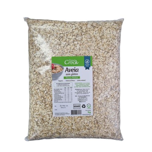 Aveia em Flocos Médios Sem Glúten Leve Croc 1kg
