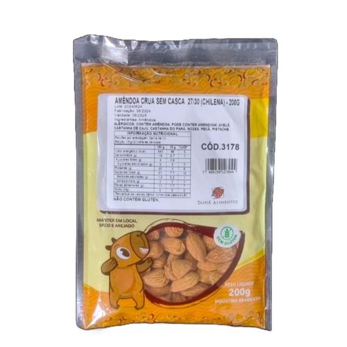 Amêndoa Crua Sem Casca Chilena 27/30 Tainá Alimentos 200g