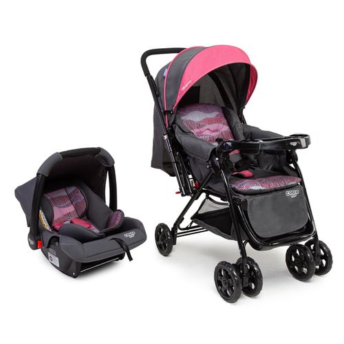 Carrinho com Bebê Conforto Travel System Reverse Duo Rosa Onda - Cosco Kids Carrinho com Bebê Conforto Travel System Reverse Duo Rosa Onda - Cosco Kids
