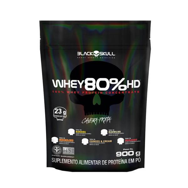 Whey Protein Concentrado 80% HD - Refil 900G - Black Skull Whey 80% HD – Banana