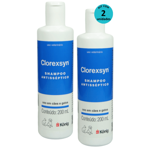 Kit Shampoo Antisséptico Clorexsyn König 200ml C/ 2 unidades Kit Shampoo Antisséptico Clorexsyn König 200ml C/ 2 unidades