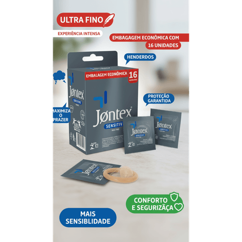 Preservativo Lubrificado Jontex Sensitive 16 + 16  Kit 2 Caixas