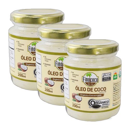 Kit 3X: Óleo de Coco Extra Virgem Orgânico Finococo 200ml Kit 3X: Óleo de Coco Extra Virgem Orgânico Finococo 200ml