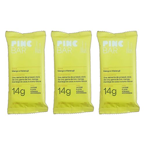 Kit 3X: Barra de Proteína Maracujá e Manga Sem Açúcar Pinc Bar 50g Kit 3X: Barra de Proteína Maracujá e Manga Sem Açúcar Pinc Bar 50g