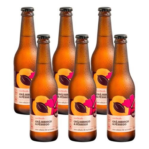 Kit 6X: Chá de Hibisco com Pêssego Gaseificado Brazô 350ml Kit 6X: Chá de Hibisco com Pêssego Gaseificado Brazô 350ml