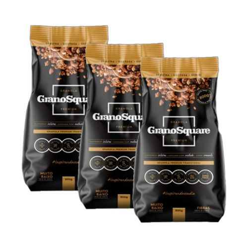 Kit 3X: Granola Premium Tradicional Sem Glúten GranoSquare 800g Kit 3X: Granola Premium Tradicional Sem Glúten GranoSquare 800g