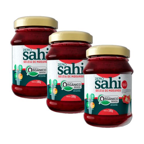 Kit 3X: Geleia de Morango Orgânica Zero Açúcar Sahi 180g
