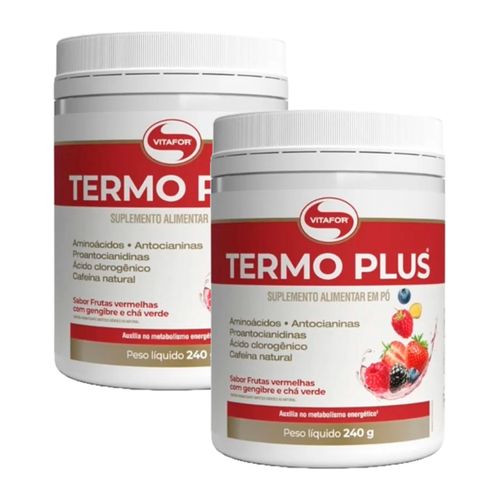 Kit 2X: Termo Plus Termogênico Frutas Vermelhas com Gengibre e Chá Verde Vitafor 240g