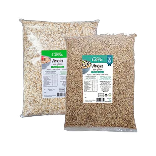 Kit 2 Aveia em Flocos Sem Glúten Leve Croc 1kg: Grossos, Médios