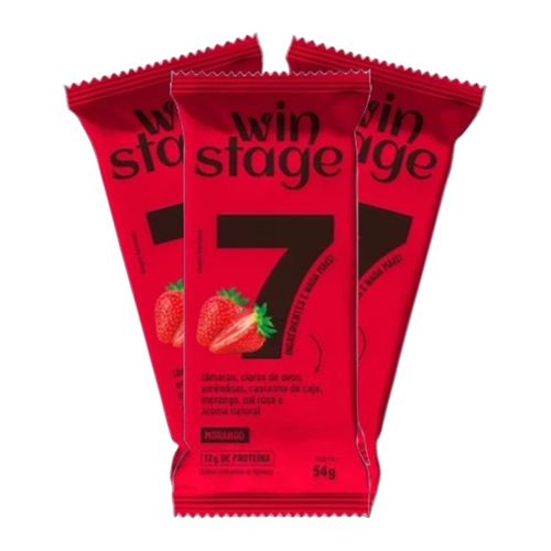 Kit 3X: Barra de Proteína Morango Sem Açúcar WinStage 54g