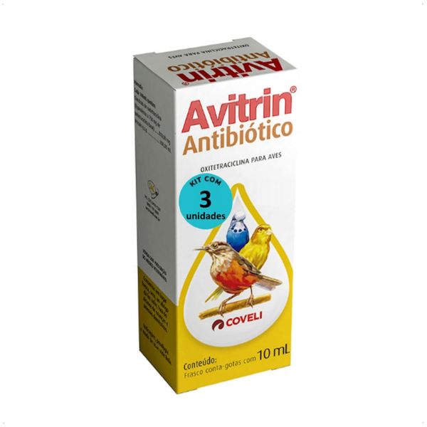 AVITRIN ATB 10ML COVELI PARA AVES E PÁSSAROS KIT COM 3