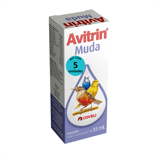 AVITRIN MUDA 15ML COVELI SUPLEMENTO PARA AVES E PÁSSAROS KIT COM 5