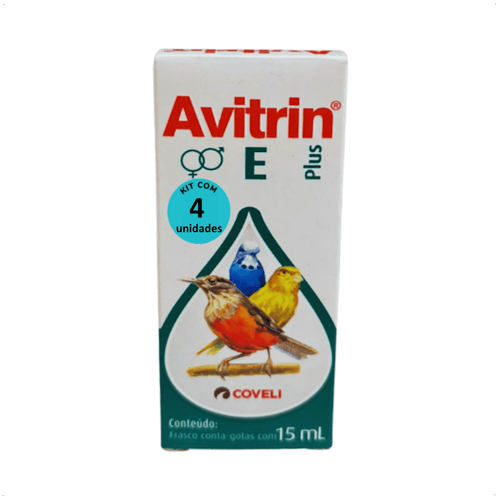 AVITRIN E PLUS 15ML COVELI SUPLEMENTO PARA AVES E PÁSSAROS KIT COM 4