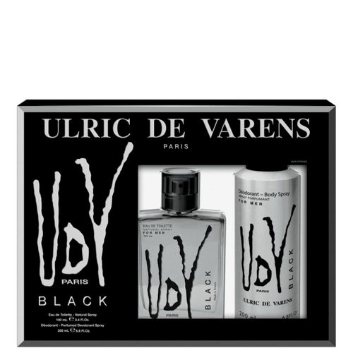 Kit Ulric de Varens UDV Black Masculino - EDT 100ml + Desodorante 200ml Kit Kit Ulric de Varens UDV Black Masculino - EDT 100ml + Desodorante 200ml Kit