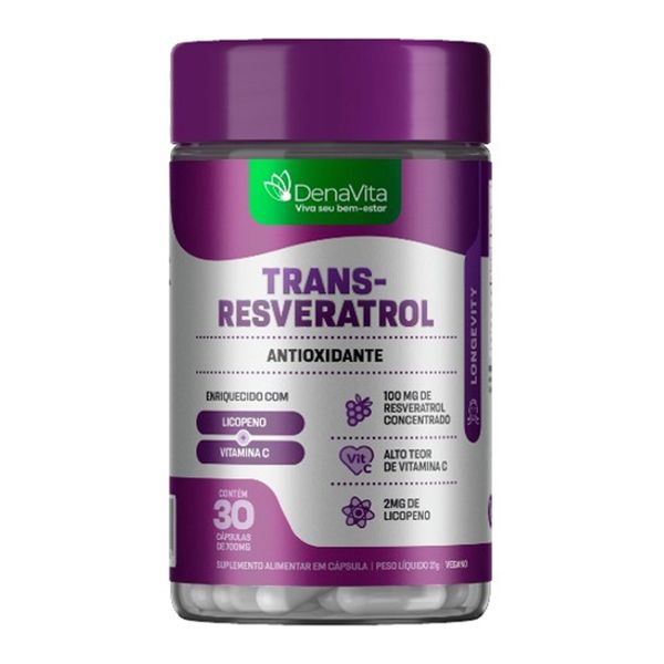 Suplemento Alimentar Dena Vita Trans-Resveratrol 30 Cápsulas