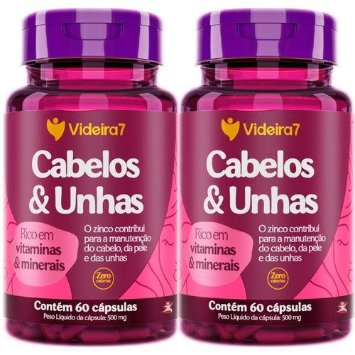 KIT 2 CABELOS E UNHAS RICO EM VITAMINAS E MINERAIS 60 CAPSULAS CADA FRASCO – VIDEIRA7 KIT 2 CABELOS E UNHAS RICO EM VITAMINAS E MINERAIS 60 CAPSULAS CADA FRASCO – VIDEIRA7