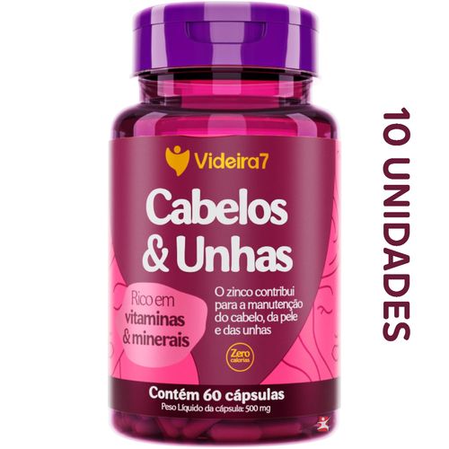KIT 15 CABELOS E UNHAS RICO EM VITAMINAS E MINERAIS 60 CAPSULAS CADA FRASCO TOTAL: 900 CÁPSULAS – VIDEIRA7