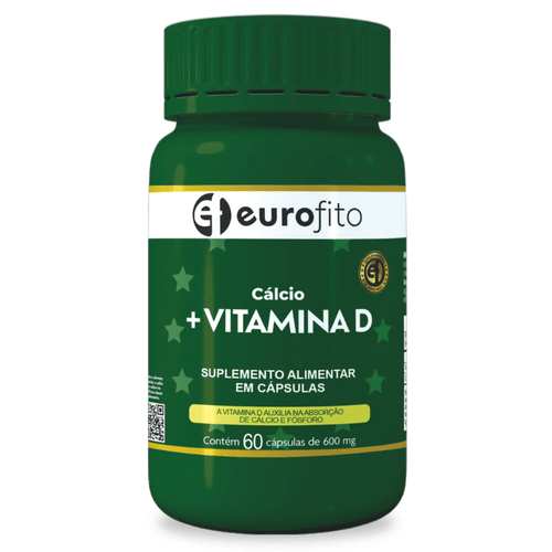 Cálcio + Vitamina D 600mg C/60 Cápsulas - Eurofito