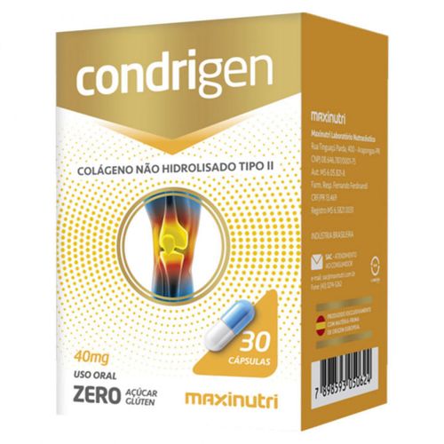 Condrigen Colágeno Tipo II 40mg c/ 30 Cápsulas - Maxinutri Condrigen Colágeno Tipo II 40mg c/ 30 Cápsulas - Maxinutri
