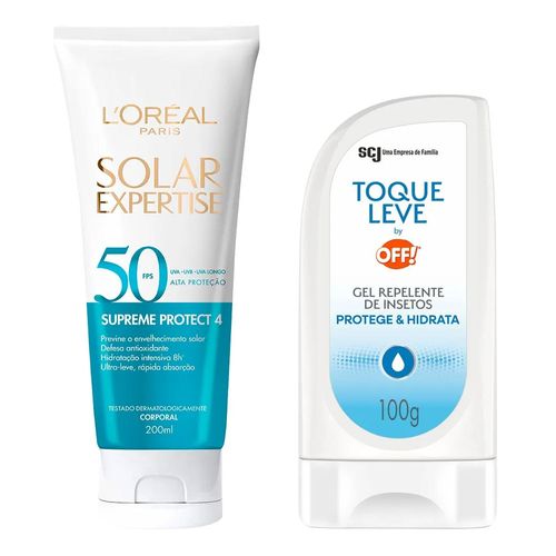 Kit-Protetor-Solar-L-Oreal-Paris-Solar-Expertise-FPS50-200ml--Repelente-Off-100g-Gel