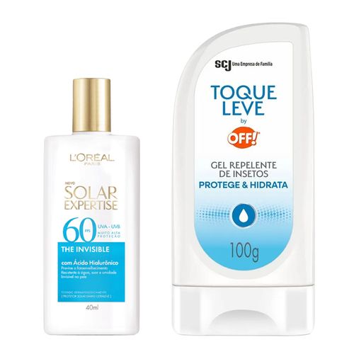 Kit-Protetor-Solar-LOreal-Paris-FPS-60-The-Invisible-40ml--Repelente-Off-100g-Gel