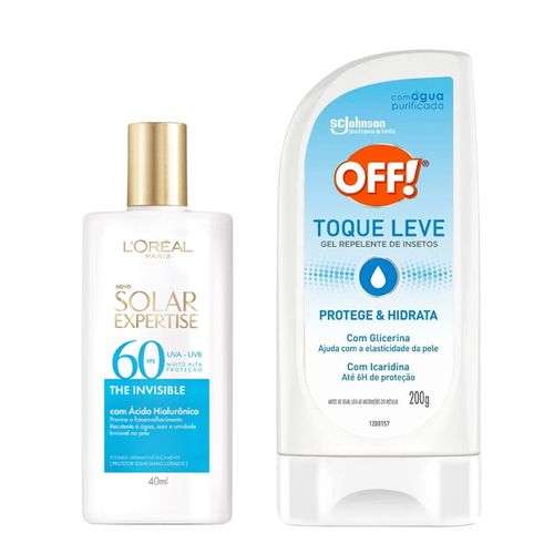 Kit-Protetor-Solar-LOreal-Paris-FPS-60-The-Invisible-40ml--Repelente-Off-200g-Gel