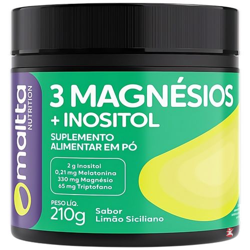 3 MAGNÉSIOS + INOSITOL + MELATONINA + TRIPTOFANO 210G LIMÃO SICILIANO 30 DOSES - MALTTA NUTRITION 3 MAGNÉSIOS + INOSITOL + MELATONINA + TRIPTOFANO 210G LIMÃO SICILIANO 30 DOSES - MALTTA NUTRITION