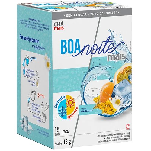 CHA BOA NOITE INFUSÃO GELADO OU QUENTE MARACUJÁ 15 SACHES - CHÁ MAIS CHA BOA NOITE INFUSÃO GELADO OU QUENTE MARACUJÁ 15 SACHES - CHÁ MAIS