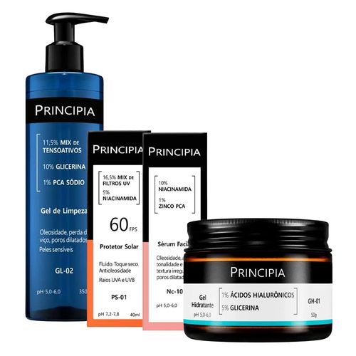 Kit-Principia-Gel-de-Limpeza-GL-02-350g--Hidratante-GH-01-50g--Serum-Nc-10-30ml--Protetor-Solar-FPS-60-PS-01-40ml Kit-Principia-Gel-de-Limpeza-GL-02-350g--Hidratante-GH-01-50g--Serum-Nc-10-30ml--Protetor-Solar-FPS-60-PS-01-40ml