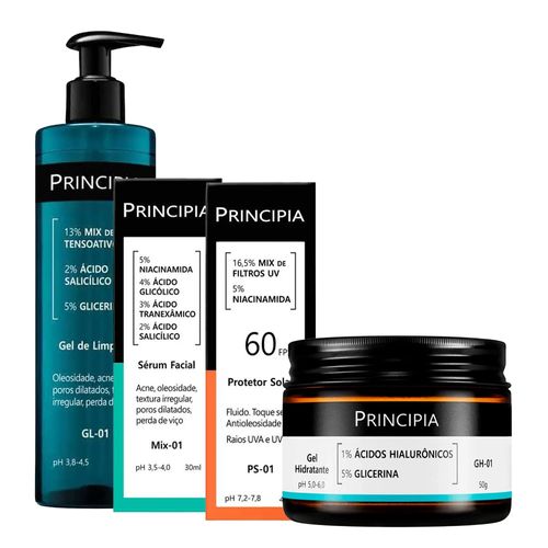 Kit-Principia-Gel-De-Limpeza-Gl-01-350g--Hidratante-GH-01-50g--Serum-Mix-01-30ml--Protetor-Solar-FPS-60-PS-01-40ml
