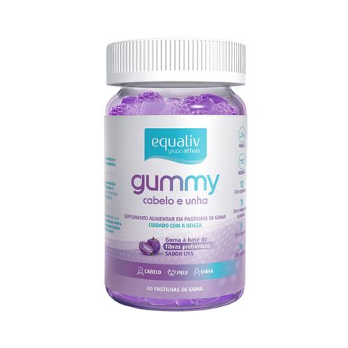 Gummy Cabelos e Unhas Uva Equaliv 60 Gomas