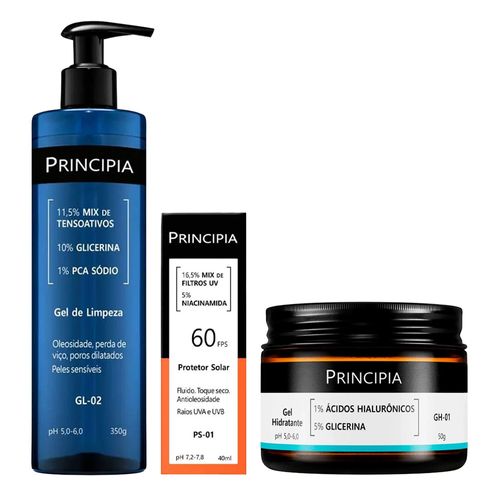 Kit-Principia-Gel-de-Limpeza-GL-02-350g--Hidratante-GH-01-50g--Protetor-Solar-FPS-60-PS-01-40ml Kit-Principia-Gel-de-Limpeza-GL-02-350g--Hidratante-GH-01-50g--Protetor-Solar-FPS-60-PS-01-40ml