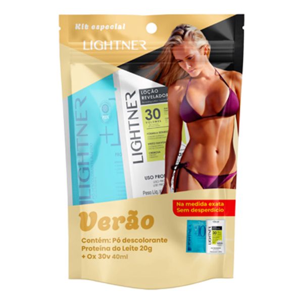 Kit Lightner Pó Descolorante Proteína do Leite 20g + Água Oxigenada 30V 40ml
