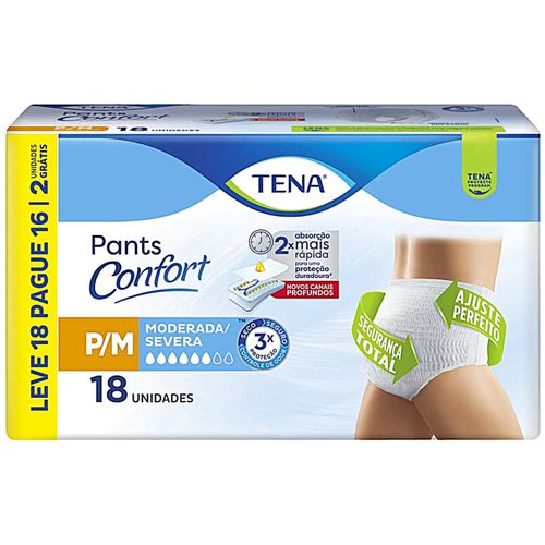 Roupa Íntima Descartável Tena Pants Confort - P/M - Com 18 unidades