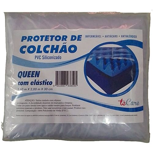 Lençol PVC Siliconizado Queen Transparente Elástico 200X160X30cm